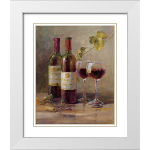 Opening the Wine I White Modern Wood Framed Art Print with Double Matting by Nai, Danhui