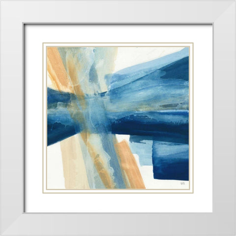 Indigo II White Modern Wood Framed Art Print with Double Matting by Paschke, Chris