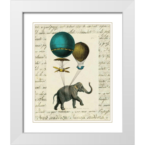 Elephant Ride I v.2 White Modern Wood Framed Art Print with Double Matting by Schlabach, Sue