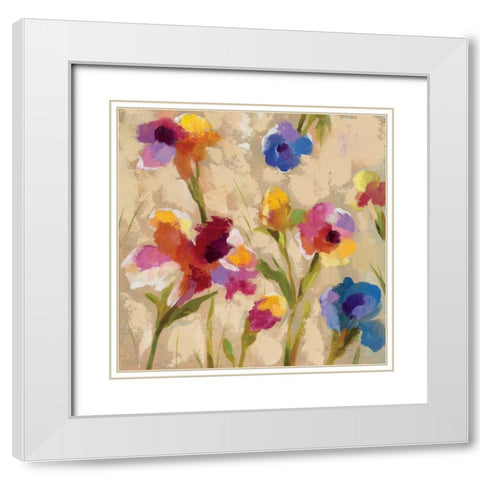 Bold Bright Flowers II White Modern Wood Framed Art Print with Double Matting by Vassileva, Silvia