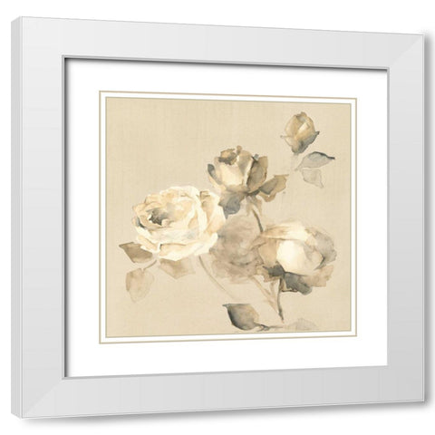 Rose Blossoms Crop White Modern Wood Framed Art Print with Double Matting by Wild Apple Portfolio