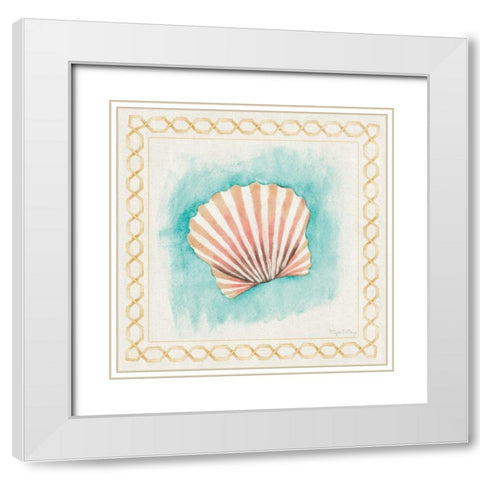 Coastal Mist Scallop White Modern Wood Framed Art Print with Double Matting by DeNeige, Elyse