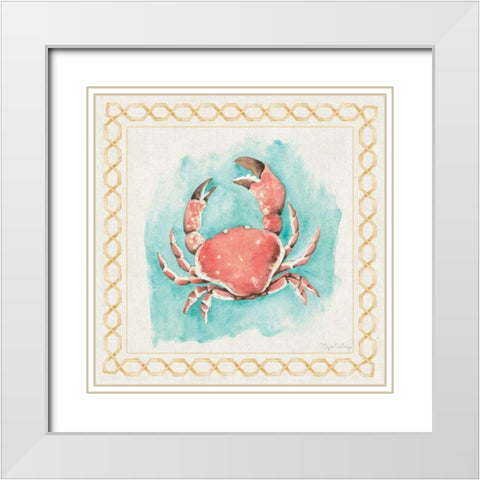 Coastal Mist Crab White Modern Wood Framed Art Print with Double Matting by DeNeige, Elyse