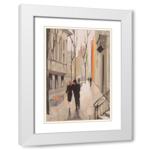 Village Promenade Neutral White Modern Wood Framed Art Print with Double Matting by Purinton, Julia
