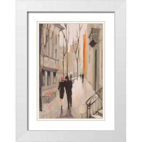 Village Promenade Neutral White Modern Wood Framed Art Print with Double Matting by Purinton, Julia