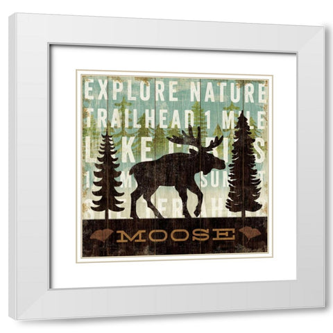 Simple Living Moose White Modern Wood Framed Art Print with Double Matting by Mullan, Michael