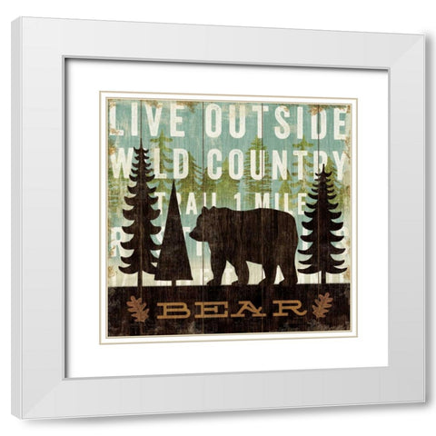 Simple Living Bear White Modern Wood Framed Art Print with Double Matting by Mullan, Michael