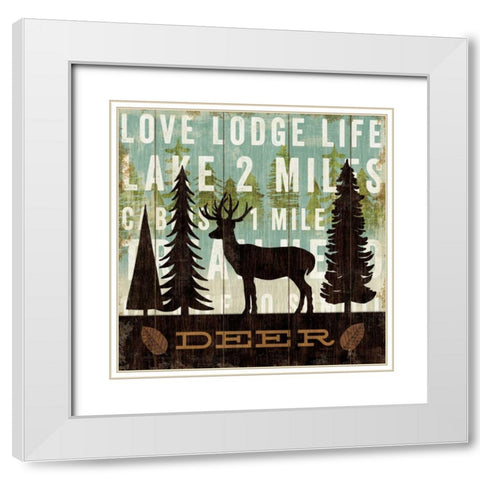 Simple Living Deer White Modern Wood Framed Art Print with Double Matting by Mullan, Michael
