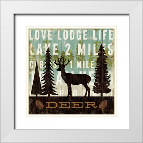 Simple Living Deer White Modern Wood Framed Art Print with Double Matting by Mullan, Michael