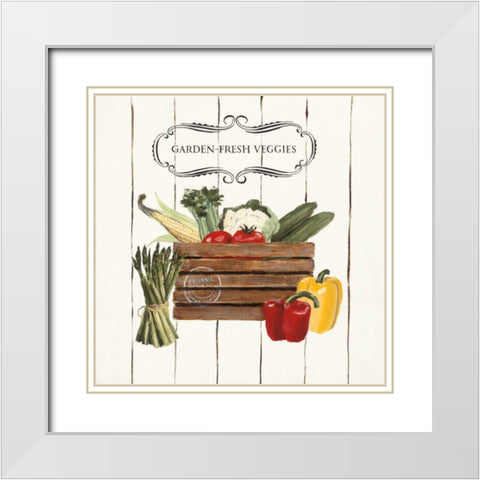 Gone to Market Fresh Veggies White Modern Wood Framed Art Print with Double Matting by Fabiano, Marco