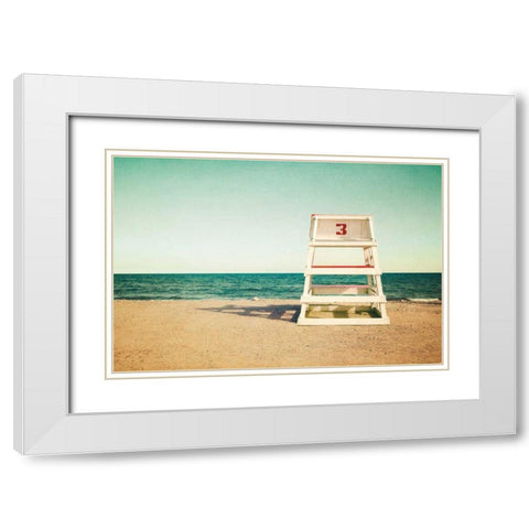 Lifeguard Station White Modern Wood Framed Art Print with Double Matting by Gendreau, Katherine