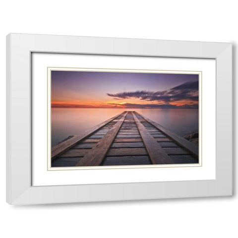 Cosmic Dock White Modern Wood Framed Art Print with Double Matting by Gendreau, Katherine