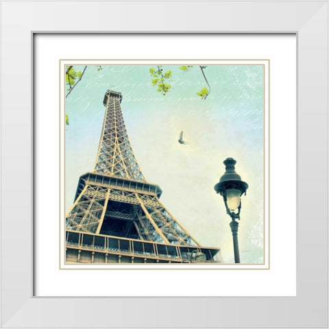 Paris Eiffel Letter White Modern Wood Framed Art Print with Double Matting by Schlabach, Sue