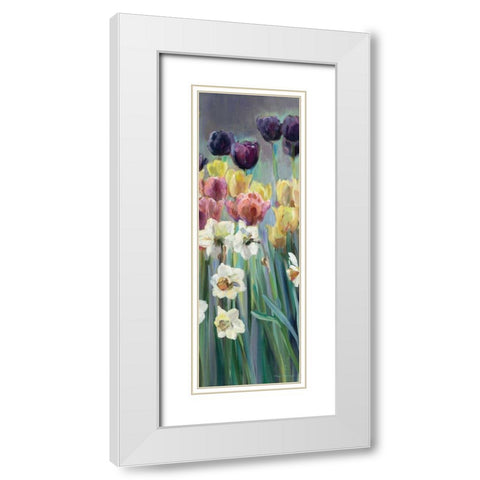 Grape Tulips Panel I White Modern Wood Framed Art Print with Double Matting by Hageman, Marilyn