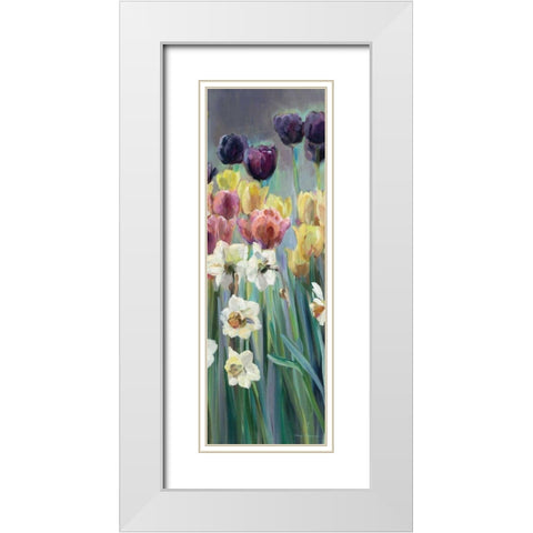 Grape Tulips Panel I White Modern Wood Framed Art Print with Double Matting by Hageman, Marilyn