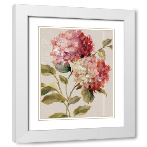 Harmonious Hydrangeas Linen White Modern Wood Framed Art Print with Double Matting by Audit, Lisa