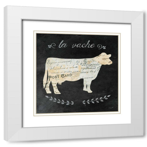 La Vache Cameo Sq White Modern Wood Framed Art Print with Double Matting by Prahl, Courtney