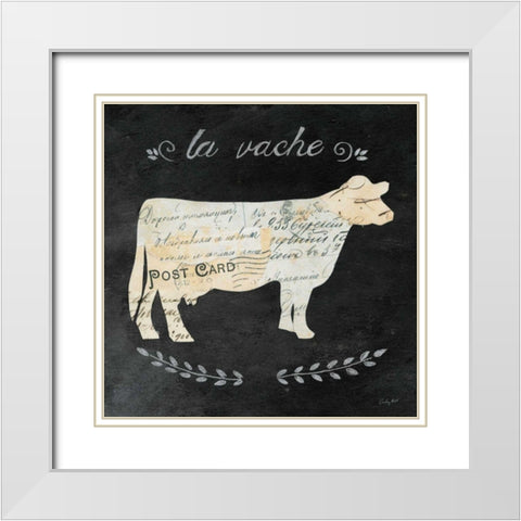 La Vache Cameo Sq White Modern Wood Framed Art Print with Double Matting by Prahl, Courtney