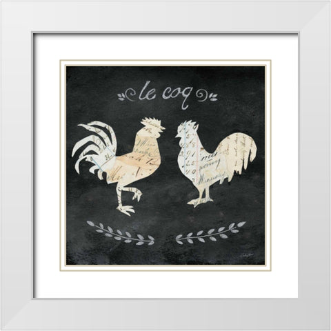 Le Coq Cameo Sq White Modern Wood Framed Art Print with Double Matting by Prahl, Courtney