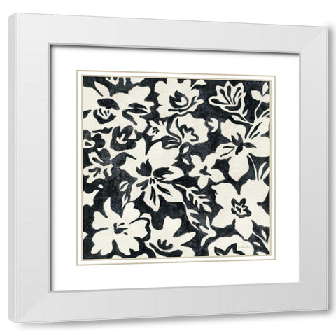 Chalkboard Floral I White Modern Wood Framed Art Print with Double Matting by Vassileva, Silvia
