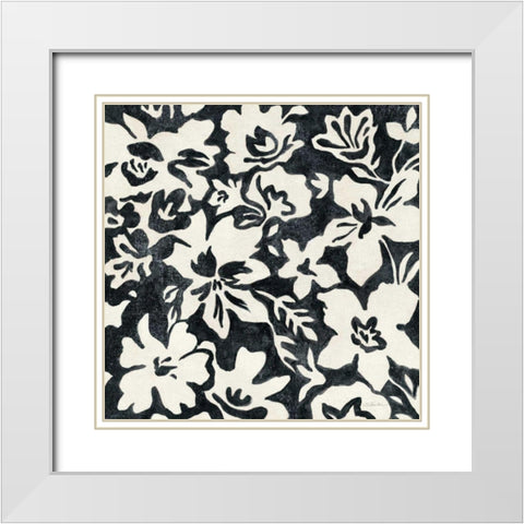Chalkboard Floral I White Modern Wood Framed Art Print with Double Matting by Vassileva, Silvia