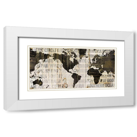 Crate World Map Neutral White Modern Wood Framed Art Print with Double Matting by Schlabach, Sue