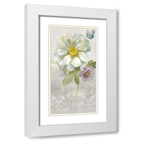 Textile Floral IV White Modern Wood Framed Art Print with Double Matting by Nai, Danhui