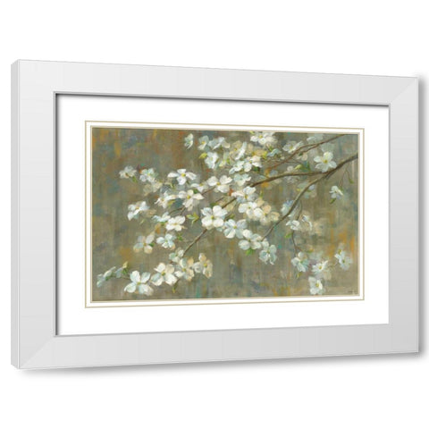 Dogwood in Spring White Modern Wood Framed Art Print with Double Matting by Nai, Danhui