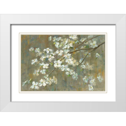 Dogwood in Spring White Modern Wood Framed Art Print with Double Matting by Nai, Danhui