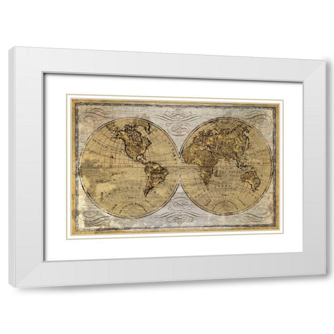 Worldwide I White Modern Wood Framed Art Print with Double Matting by Wioens, James