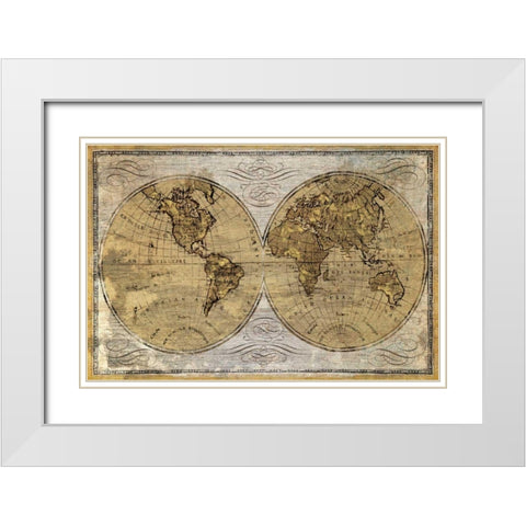 Worldwide I White Modern Wood Framed Art Print with Double Matting by Wioens, James