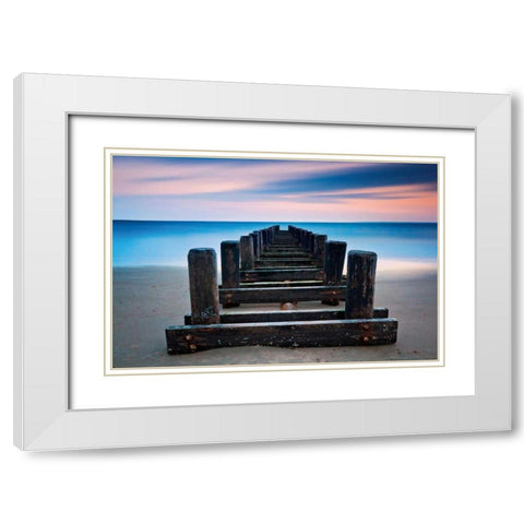Coney Island Pier White Modern Wood Framed Art Print with Double Matting by Gendreau, Katherine