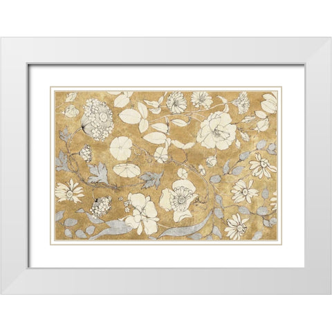 Floral Joy II White Modern Wood Framed Art Print with Double Matting by Wild Apple Portfolio