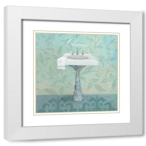 Damask Bath Sink White Modern Wood Framed Art Print with Double Matting by Tillmon, Avery