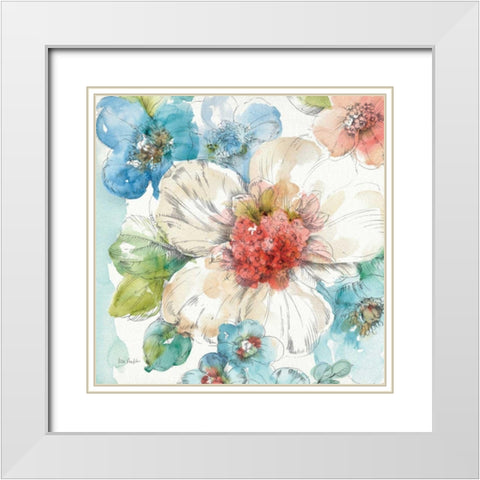 Summer Bloom III White Modern Wood Framed Art Print with Double Matting by Audit, Lisa
