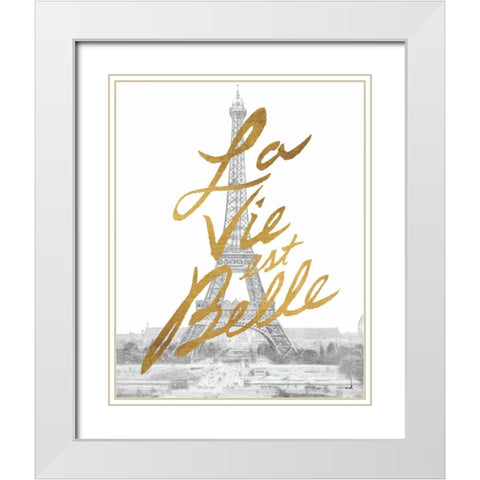 Gilded Paris White Modern Wood Framed Art Print with Double Matting by Hershey, Moira