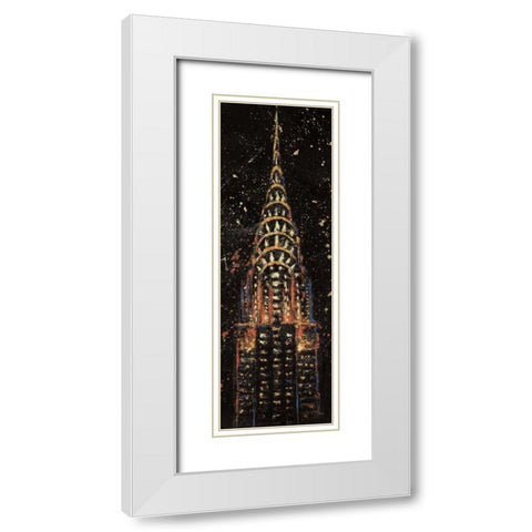 Cities at Night II White Modern Wood Framed Art Print with Double Matting by Wellington Studio