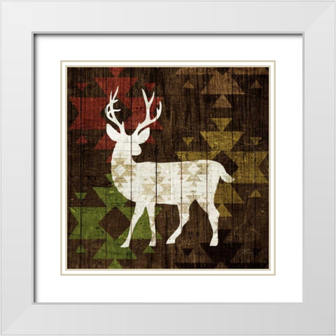 Southwest Lodge - Deer I White Modern Wood Framed Art Print with Double Matting by Mullan, Michael