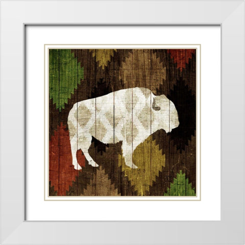 Southwest Lodge - Buffalo White Modern Wood Framed Art Print with Double Matting by Mullan, Michael