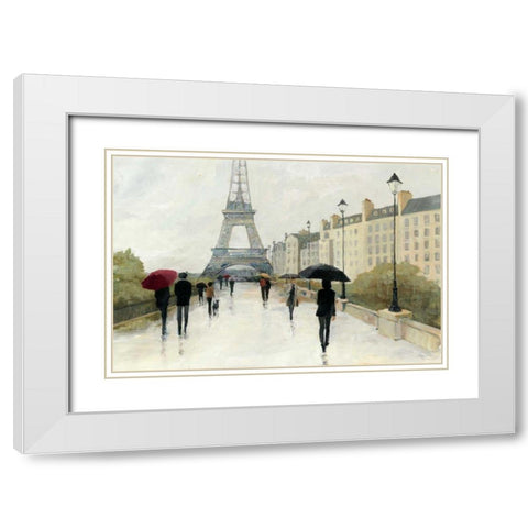 Eiffel in the Rain Marsala Umbrella White Modern Wood Framed Art Print with Double Matting by Tillmon, Avery