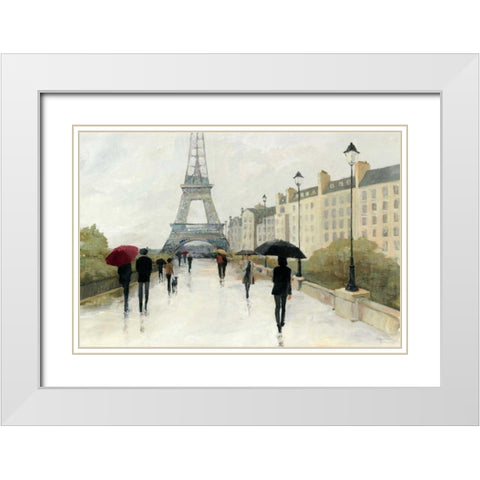 Eiffel in the Rain Marsala Umbrella White Modern Wood Framed Art Print with Double Matting by Tillmon, Avery