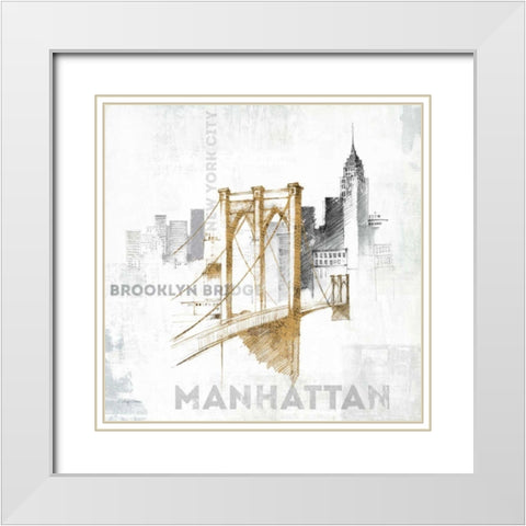 Brooklyn Bridge White Modern Wood Framed Art Print with Double Matting by Tillmon, Avery