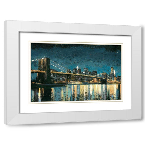 Bright City Lights Blue I White Modern Wood Framed Art Print with Double Matting by Wiens, James