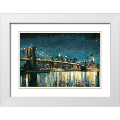 Bright City Lights Blue I White Modern Wood Framed Art Print with Double Matting by Wiens, James