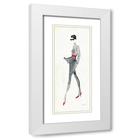 Red Flair II White Modern Wood Framed Art Print with Double Matting by Tavoletti, Anne