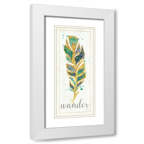 Waterfeathers II White Modern Wood Framed Art Print with Double Matting by Pela Studio