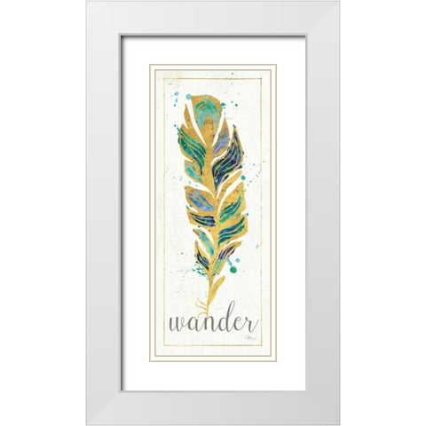 Waterfeathers II White Modern Wood Framed Art Print with Double Matting by Pela Studio