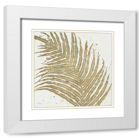 Gold Leaves I White Modern Wood Framed Art Print with Double Matting by Wellington Studio