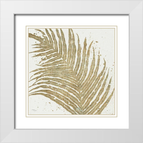 Gold Leaves I White Modern Wood Framed Art Print with Double Matting by Wellington Studio