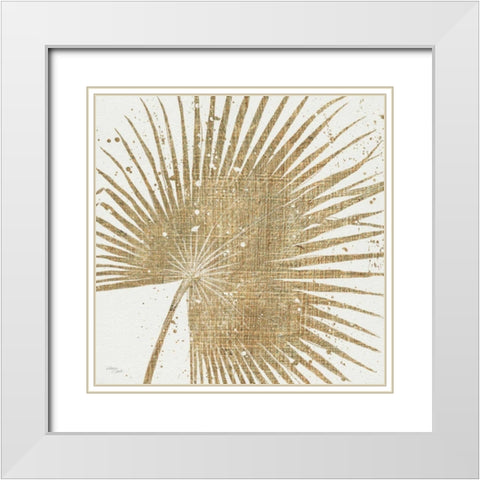 Gold Leaves II White Modern Wood Framed Art Print with Double Matting by Wellington Studio